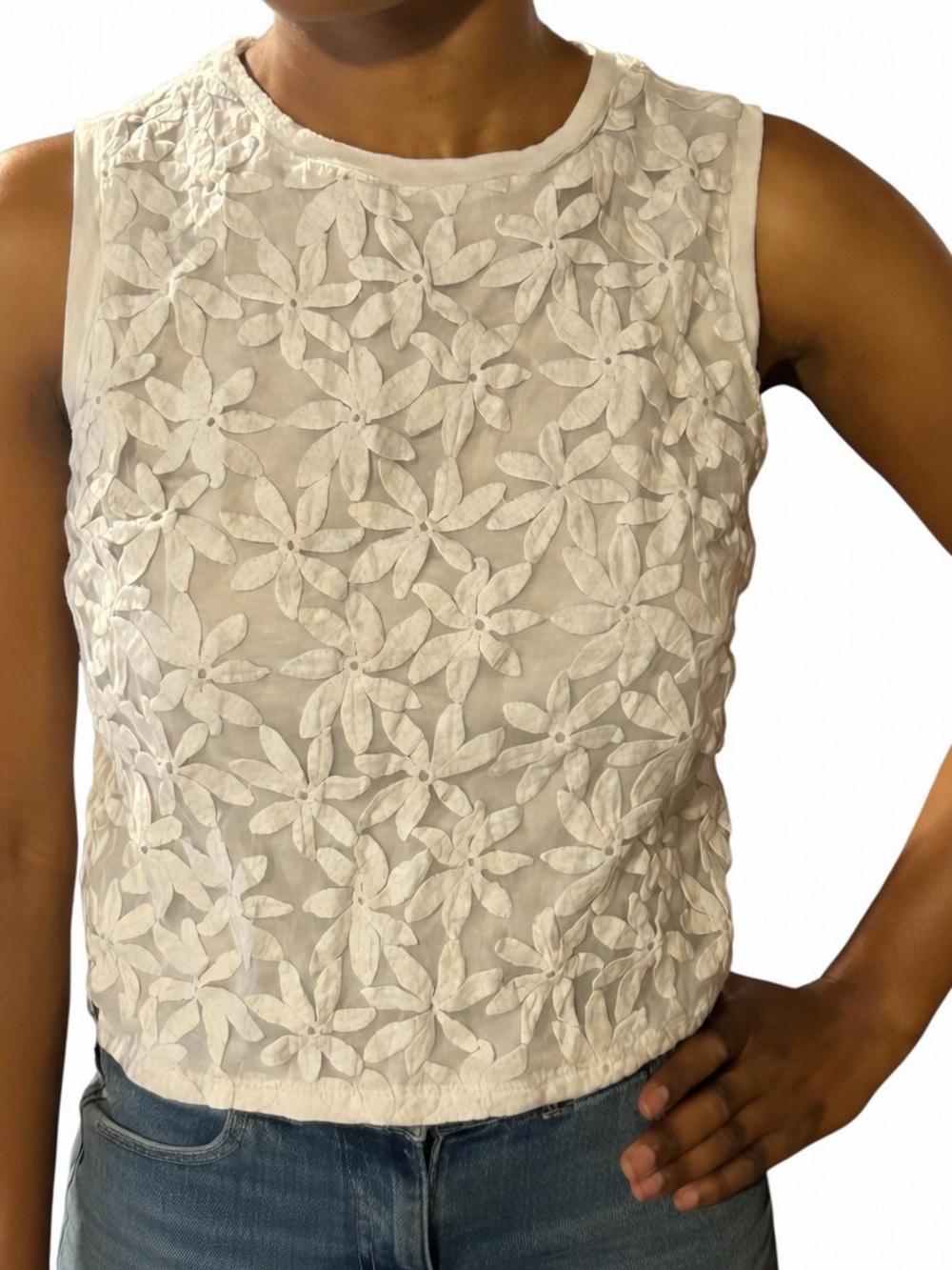 Ivory Floral Appliqué Fabric Panel